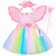 thumbnail image 4 of Disfraz de hada para niñas, vestido de tutú con flores pastel y alas de mariposa, vestido de princesa de hadas del bosque para Halloween y cumpleaños, 4 of 5