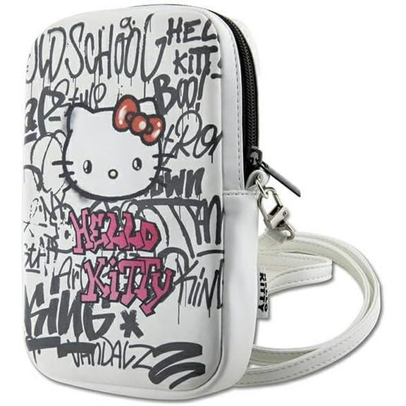 Hello Kitty Graffiti Head Universal Phone Bag with Strap White - HKPBPDGPHE
