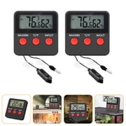 LOLIPPYY 2- Hygrometer and Thermometer for Reptile Enclosure with Safe Rounded Edges, Black