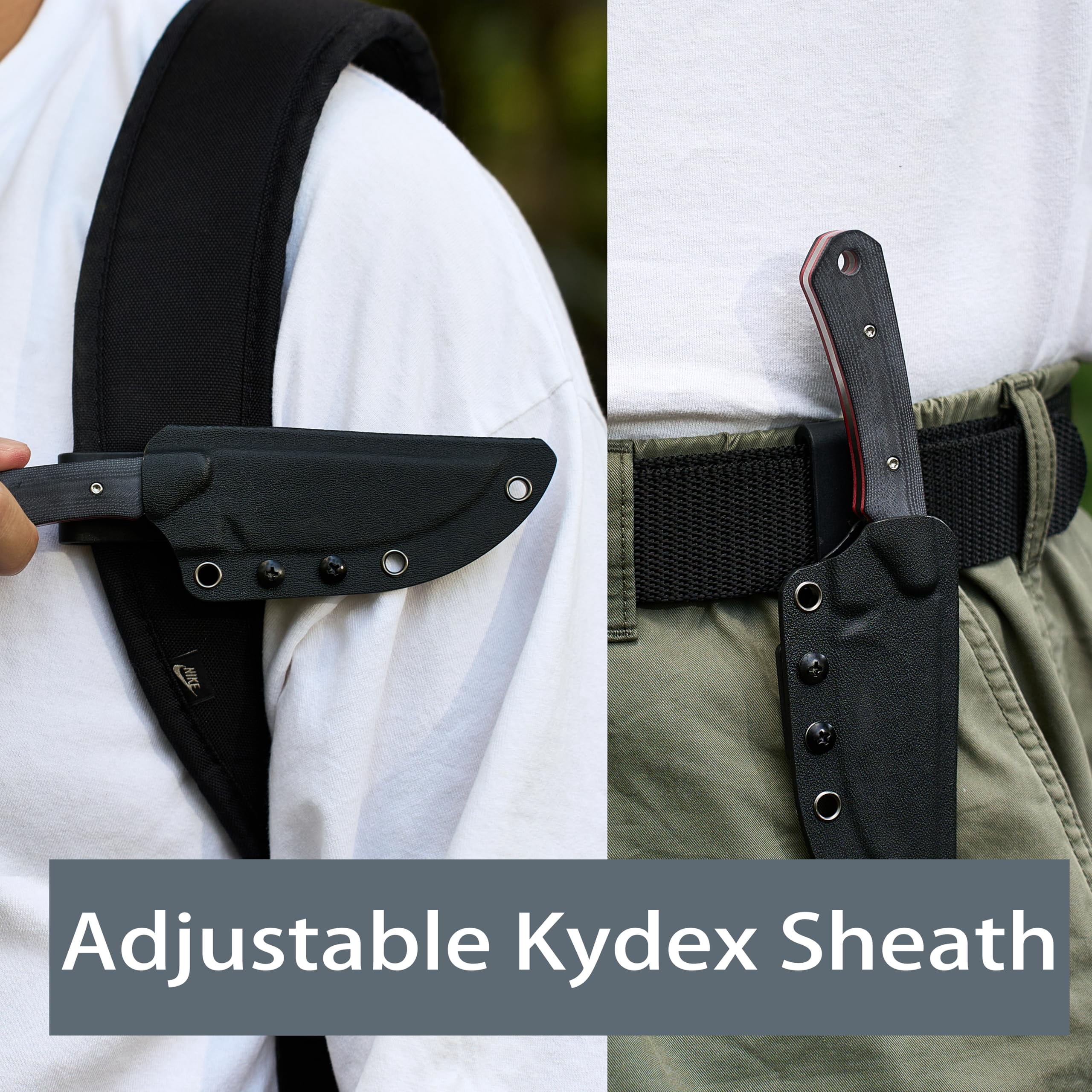 Kansept Flank Fixed Blade Knife,3.69'' D2 Steel Black and Red G10 Handle Pocket Tactical Knives, G006A2,with sheaths