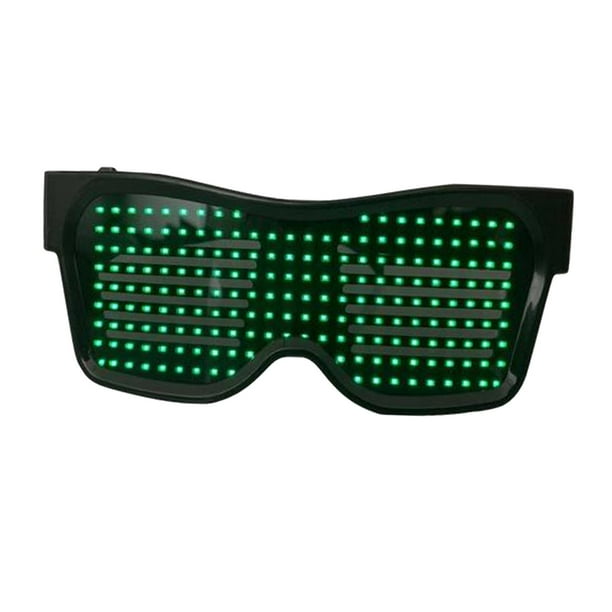 Control De Aplicación De Anteojos LED Bluetooth Para Raves Fun Flashing Display Text Green Sunnimix cosplay anime bluetooth