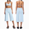 thumbnail image 2 of ZIXKCGDSE Workout Sets for Women Halter Sports Bra Matching Wide Leg Capri Pants Yoga Outfits Size XL, 2 of 4
