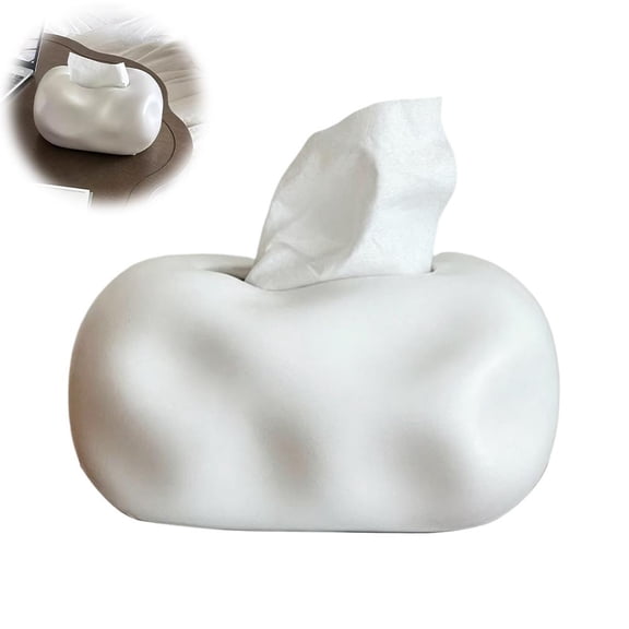 Ceramic Tissue Box Cover, Decorative Cloud Design Dispenser for Living Room, Bathroom