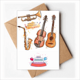 thumbnail image 1 of Instruments de Guitare de Musique Motif Aquarelle Cartes de Vœux Joyeux Anniversaire Enveloppes Vierges, 1 of 3