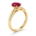 thumbnail image 3 of Gem Stone King 10K Yellow Gold Red Ruby Solitaire Engagement Ring for Women (1.60 Cttw, Oval 8X6MM, Gemstone July Birthstone, Available in Size 5, 6, 7, 8, 9), 3 of 4