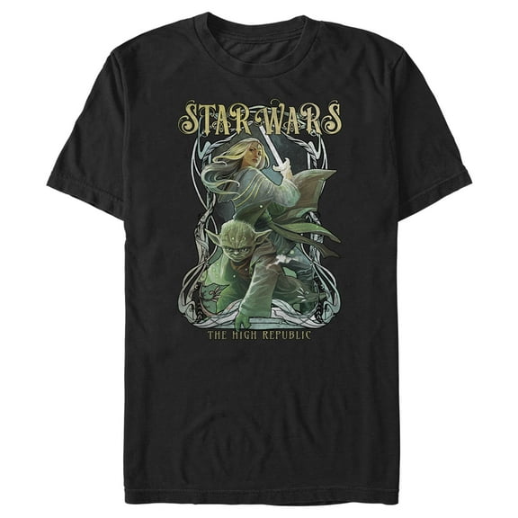 Men's Star Wars The High Republic Yoda and Avar Kriss  Graphic Tee Black Large