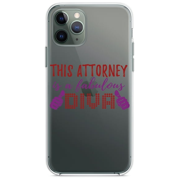DistinctInk Clear Shockproof Hybrid Case for iPhone 11 Pro (5.8" Screen) - TPU Bumper Acrylic Back Tempered Glass Screen Protector - This Attorney is a Fabulous Diva