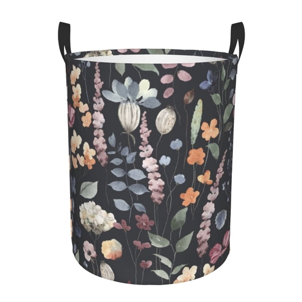 Fotbe Wildflower Watercolor 1 Cesto de Ropa con Asas, Cesto Impermeable de Gran Capacidad, Bolsa de Lavado para Dormitorio, Cesto de Ropa con Ruedas y Asas-Small