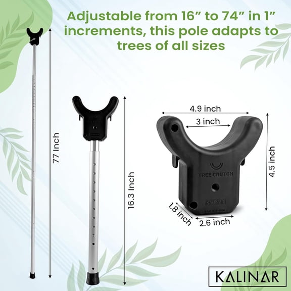 Adjustable Aluminum Tree Support Pole with Tree Crutch – Prevents Fruit Tree Breakage – Holds Up to 100 lbs – Adjusts to 16”-74” for Leaning Trees (1-Pack)