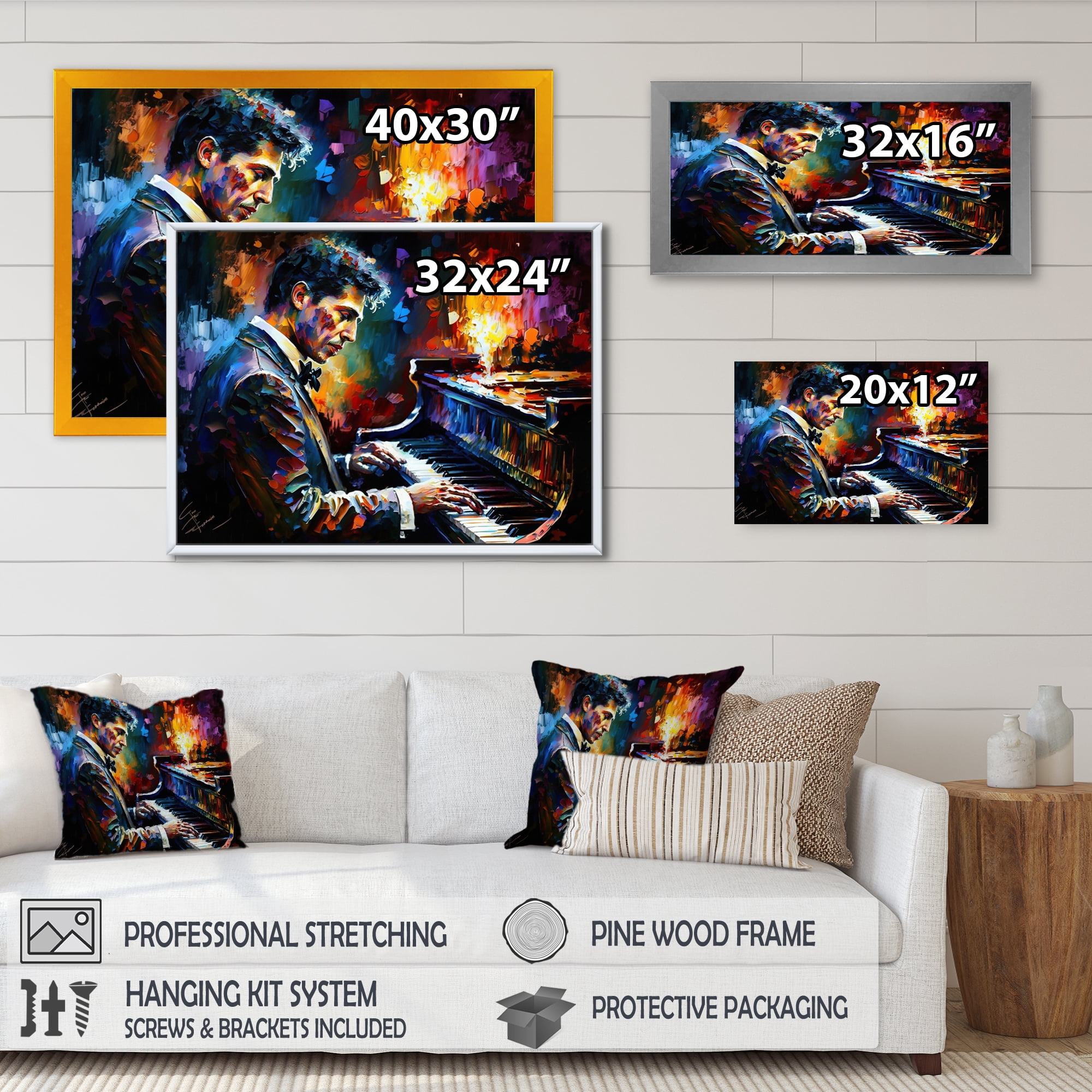 Designart Man Playing Piano III Canvas Wall Art