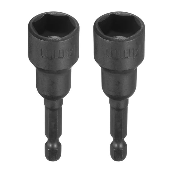 Uxcell 2pcs Hex Nut Driver Drill Bit 14mm 6-Points Socket 1/4" Hex Shank Magnetic Nut Setter CR-V Steel Quick Change Socket