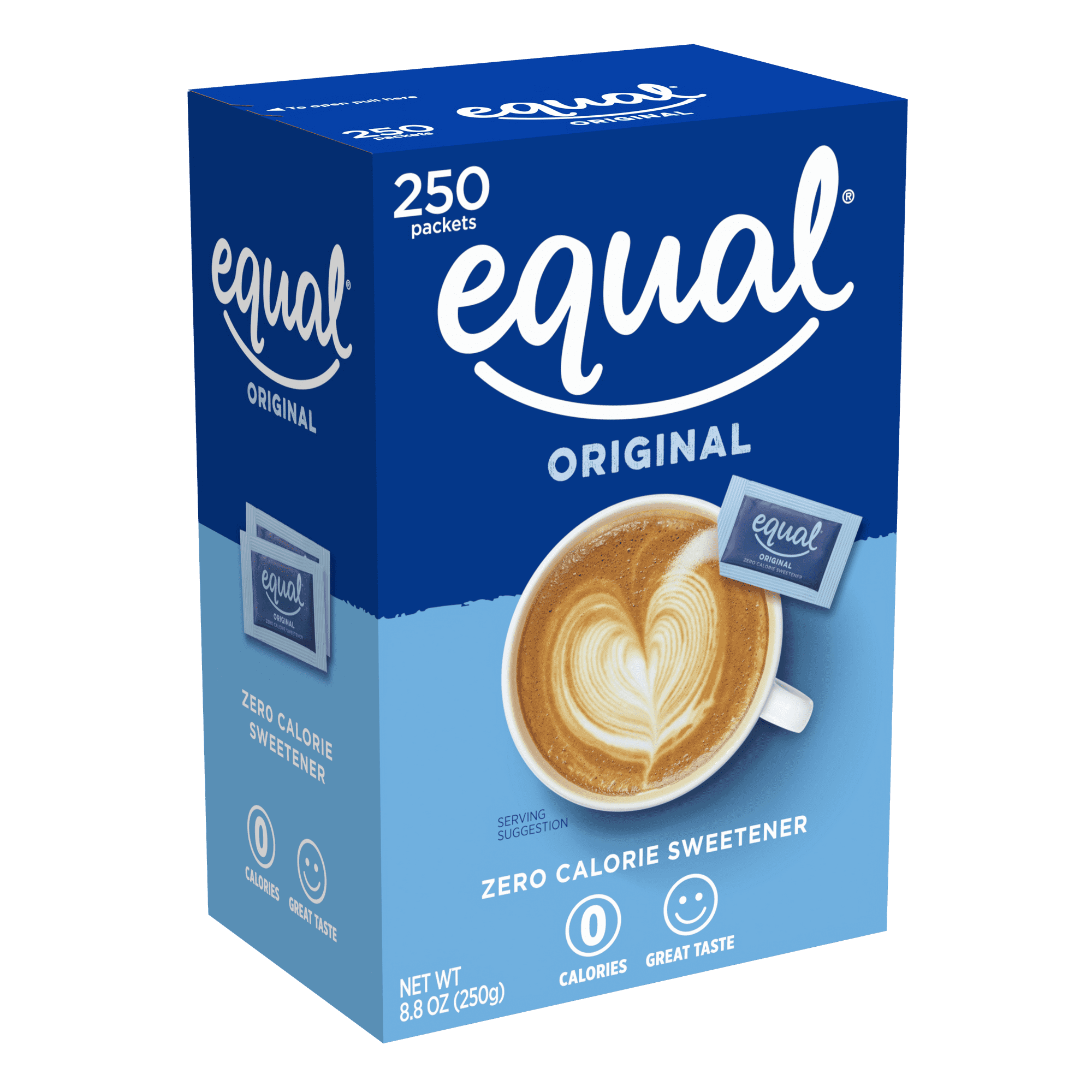 Equal Coffee and Tea Sweetener Sugar Free Sweetener with No Calories Artificial Sugar Replacement Sweetener, 250ct