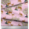 thumbnail image 2 of Soimoi Rayon Crepe Fabric Tree & Kangaroo Animal Print Fabric by The Yard 46 Inch Wide, 2 of 3