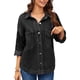 thumbnail image 2 of Camisa Vaquera para Mujer, Chaqueta, Camisa Vaquera Informal de Larga, Conjuntos de Otoño Negro y Gris L, 2 of 9