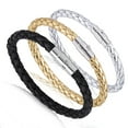 thumbnail image 2 of Women Fashion Leather Rope Braided Buckle Bracelet Bangle Wrap Jewelry Gift, 2 of 7