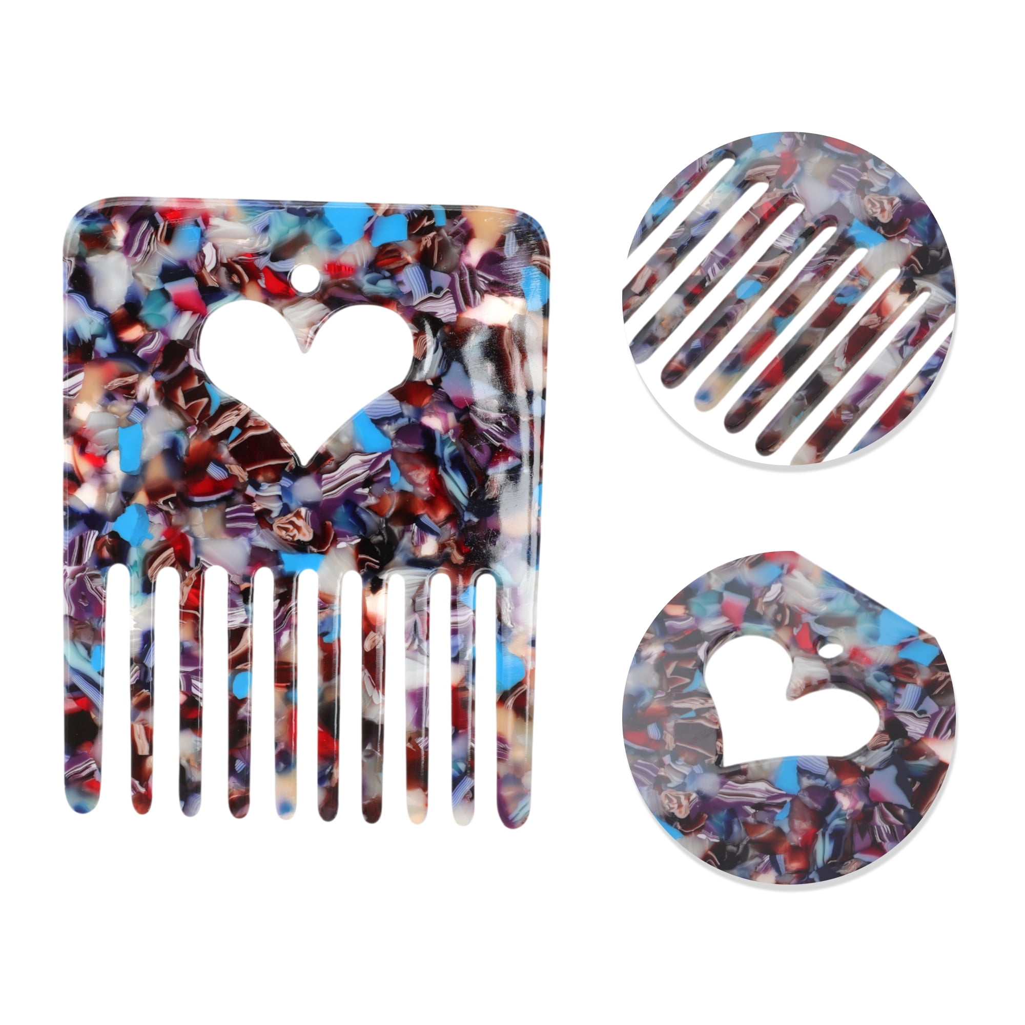 Unique Bargains 1 Pc Portable Heart Shaped Hair Insert Comb for All Hair Types Blue