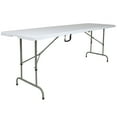 thumbnail image 4 of Emma + Oliver 8-Foot Height Adjustable Bi-Fold Granite White Plastic Folding Table with Handle, 4 of 9