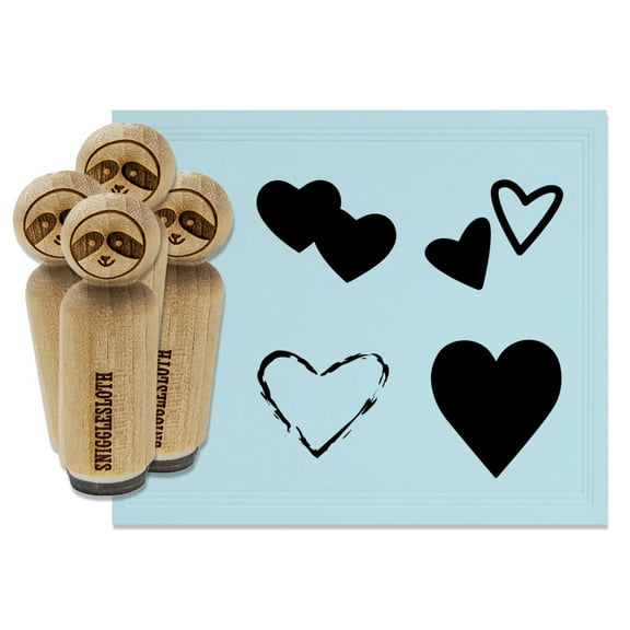 Pair Double Hearts Love Romance Rubber Stamp Set for Scrapbooking Crafting Stamping - Mini 1/2 Inch