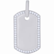 Real 925 Sterling Silver 14K White Gold Plated Round Cut White Diamond Dog Tag Charm 2" Pendant For Men