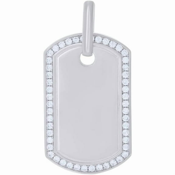 Real 925 Sterling Silver 14K White Gold Plated Round Cut White Diamond Dog Tag Charm 2" Pendant For Men