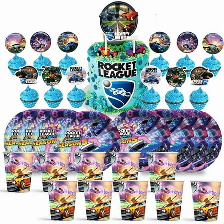 Rocket League Birthday Decorations Plates Cups Party Supplies Fans Cake Topper Decor