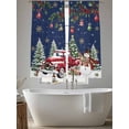 thumbnail image 5 of Blue Christmas Sheer Curtains 63 Inch Length 2 Panels Set Window Treatments, Xmas Snowman Truck Snowflake Tree Balls Rod Pocket Semi Curtains for Living Room/Bedroom/Kitchen Décor, 104"W x 63"L, 5 of 7