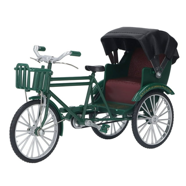 Modèle de Rickshaw, Modèle de Rickshaw à 3 Roues Petit Compact Décoratif Design Rétro Intéressant pour Bar Noir,Vert