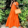 thumbnail image 4 of Cathalem Summer Dresses for Women Women's Summer Short Sleeve Casual Flowy Dress(Orange,XXL), 4 of 5