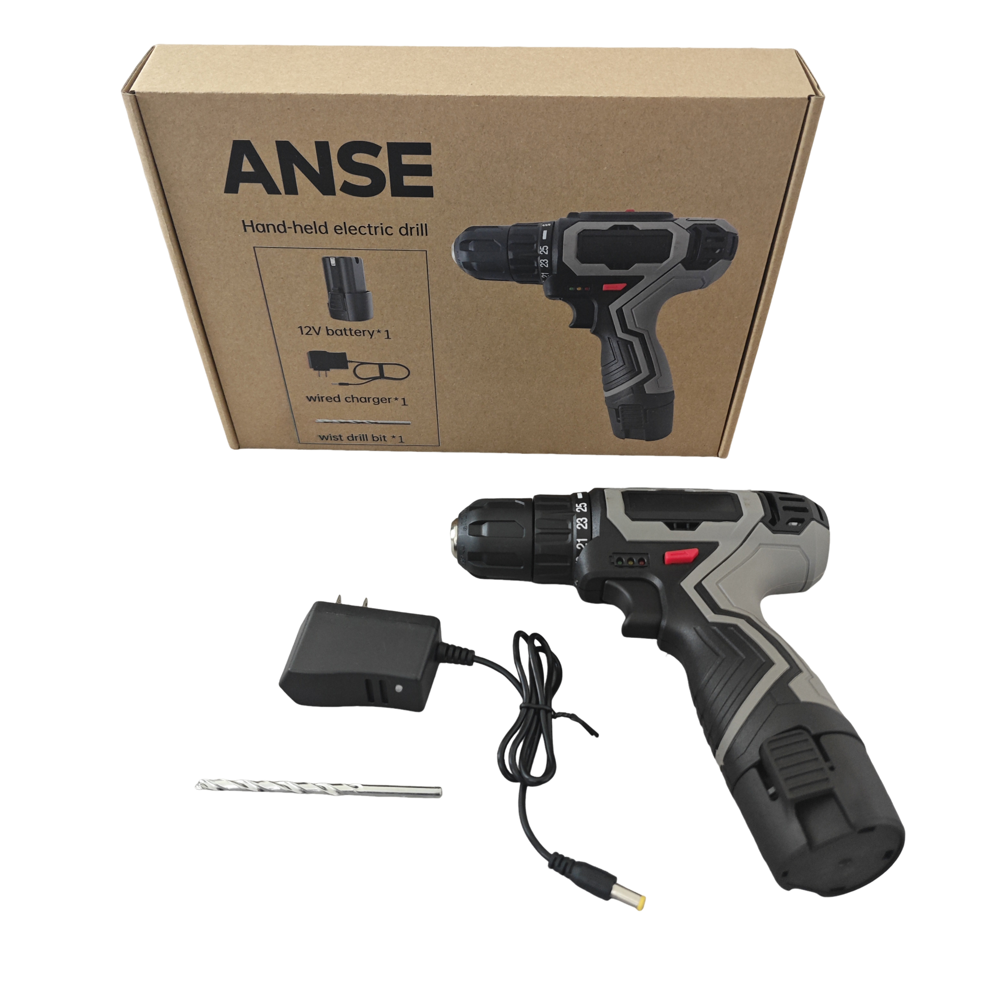 ANSE Hand-held electric drill Hand-held Electric Drill - Cordless Portable Drill, One-Hand Operation for Home DIY & Professional Use