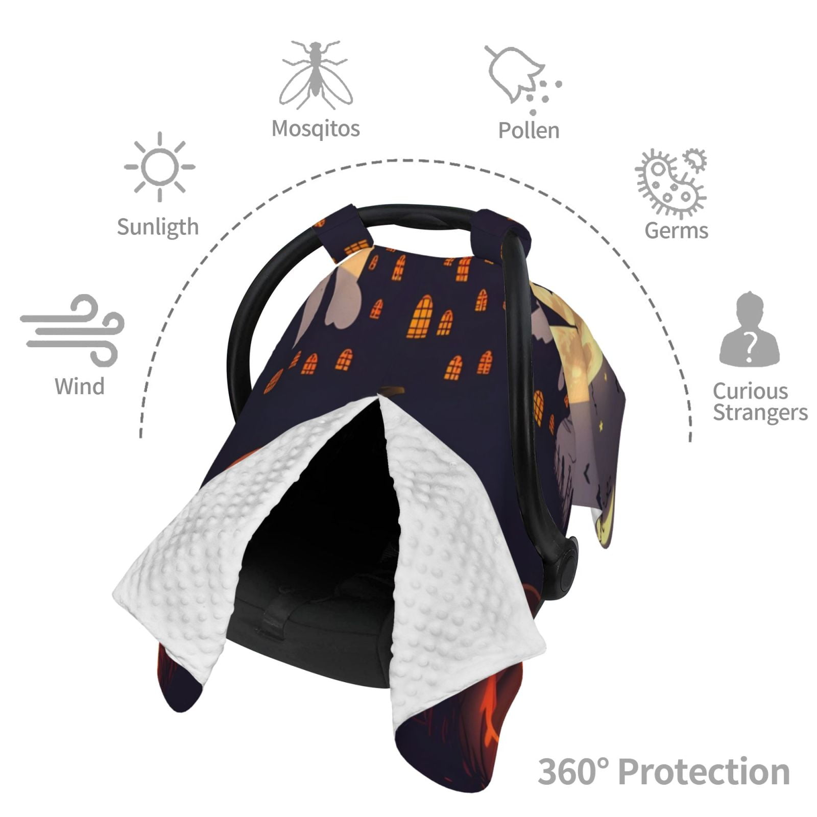 Car Seat Cover Baby - Halloween Haunted Pumpkin Castle Breathable Infant Car Seat Cover for Baby Carseat, Lightweight Comfort Baby Essentials Must Haves Newborn Stuff for Girl Boy