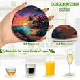 thumbnail image 3 of 6 Pcs Beach Palm Tree Sunset Drink Coasters with Holder Absorbent Coaster Sets Cup Heat-Resistant Hot Pads Mats for Bar Table Protection, 3 of 7