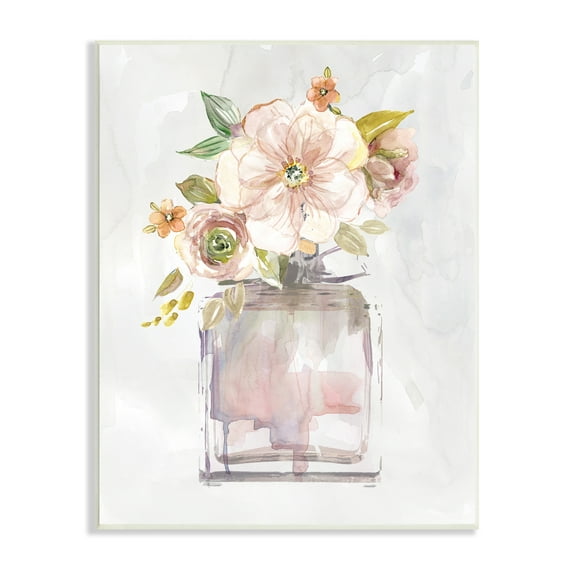 Stupell Industries Charming Cottage Florals in Fashion Fragrance Bottle Botanical & Floral Painting Unframed Art Print Wall Art, 10 x 15