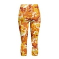 thumbnail image 5 of SCRAWLGOD Yellow Camouflage Print Yoga Capris for Women 4 Way Stretch Yoga Pants Active Lightweight Non See Through Yoga Pants Leggings with Pockets for Running Cycling, S, 5 of 7