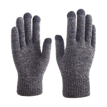 Wool Knitted Gloves for Men Cold Weather Thickened Full Finger Design Outdoor Walking and Street Use Size:One size