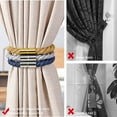 thumbnail image 3 of 2 Pack Strong Magnetic Curtain Tiebacks Modern Simple Style Drape Tie Backs Convenient Decorative Weave Rope Curtain Holdbacks for Thin or Thick Home & Office Window Draperies (Gold), 3 of 5