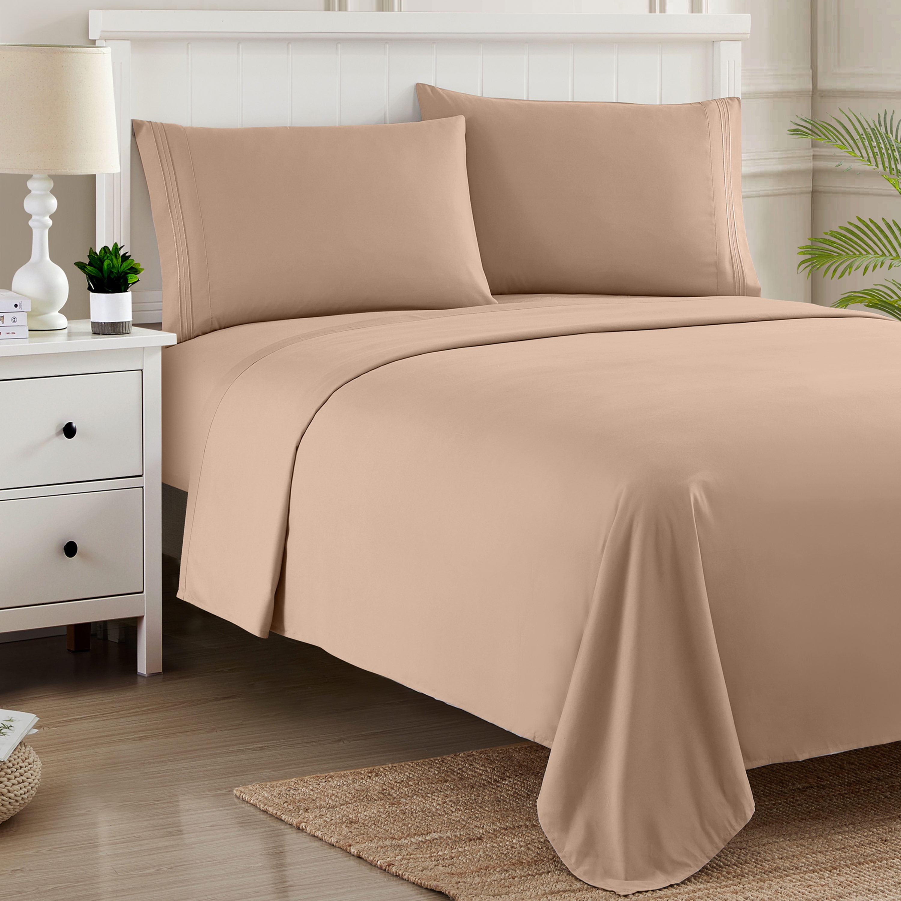 Sweet Home Collection 1800 Series Bed Sheets - Extra Soft Microfiber Deep Pocket Sheet Set - Taupe, Twin XL