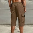thumbnail image 4 of BRDFRL Men's Below Knee Long Shorts Cargo Capri Lightweight Hiking 3/4 Multi Pockets Brown L, 4 of 4
