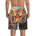 thumbnail image 3 of KLL Colorful Plant Tiger Men's Casual Summer Beach Shorts Hawaiian Shorts with Pockets-Medium, 3 of 5