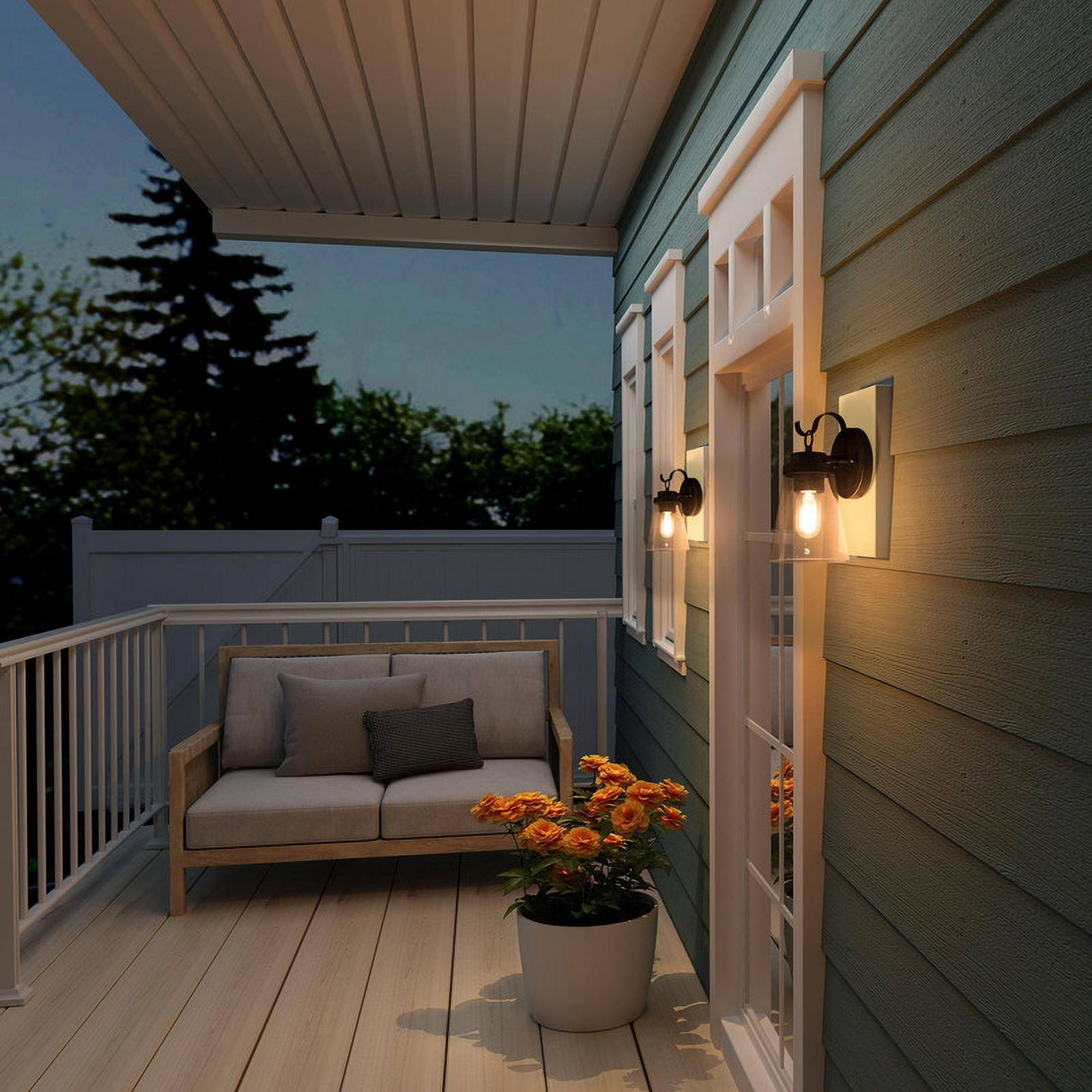 LNC Liby 10-in H Brushed Black Clear Glass Modern Outdoor Wall Light,10.2"H