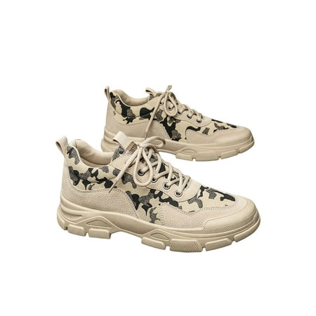 

Gomelly Men s Work Shoe Comfort Casual Walking Shoes Camouflage Sneakers Breathable Flats Sport Jogging Trainers Apricot 6