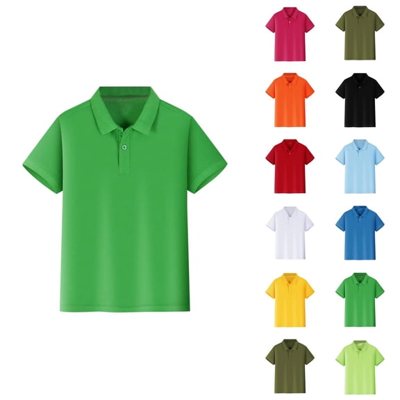 Girl Shirts Girls Summer Clothes Kids Boys Girls Short Sleeve Shirt Button Closure Comfortable Soft Pique Fabric Classic Polo Style for School and Play