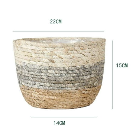Cotton Rope Basket for Flower Pot and Indoor Floor Planters  Decorative Flower Pot Cover Closet Storage Bin Table Desk Organizer for Home Decor White and Beige