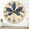 thumbnail image 2 of Designart 'Navy Blue Chestnut Leaf On White' Traditional Wood Wall Clock, 2 of 5