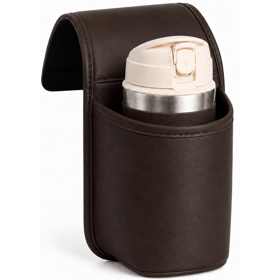 Leather Car Door Cup Holder for Window Wide-Mouth Drink and Phone Organizer for Back Seat Headrest Side Door Fits Water Bottles Tumblers and Coffee Mugs