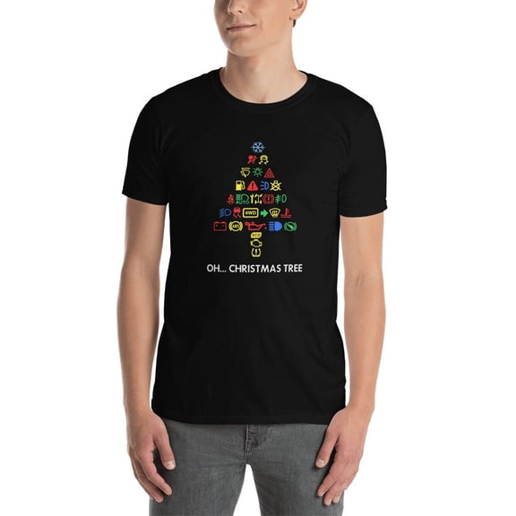 SEIKEMS Dash Light Christmas Tree Car Shirt Funny Gearhead Gift X-mas Gift Car Guy Christmas Gift Short-Sleeve Unisex T-Shirt More Colors Available