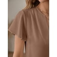 thumbnail image 5 of SHEWIN Women's Chiffon Blouse Casual Flowy Ruffle Sleeve V Neck Summer Work Tops Busines Office Shirts, 5 of 9