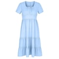 thumbnail image 2 of Bosfbaoi Dresses for Women Casual Waisted Tiered Ruffle Midi Dress Square Neck Puff Short Sleeves Womens Dresses Summer Dresses for Women 2026, 2 of 6