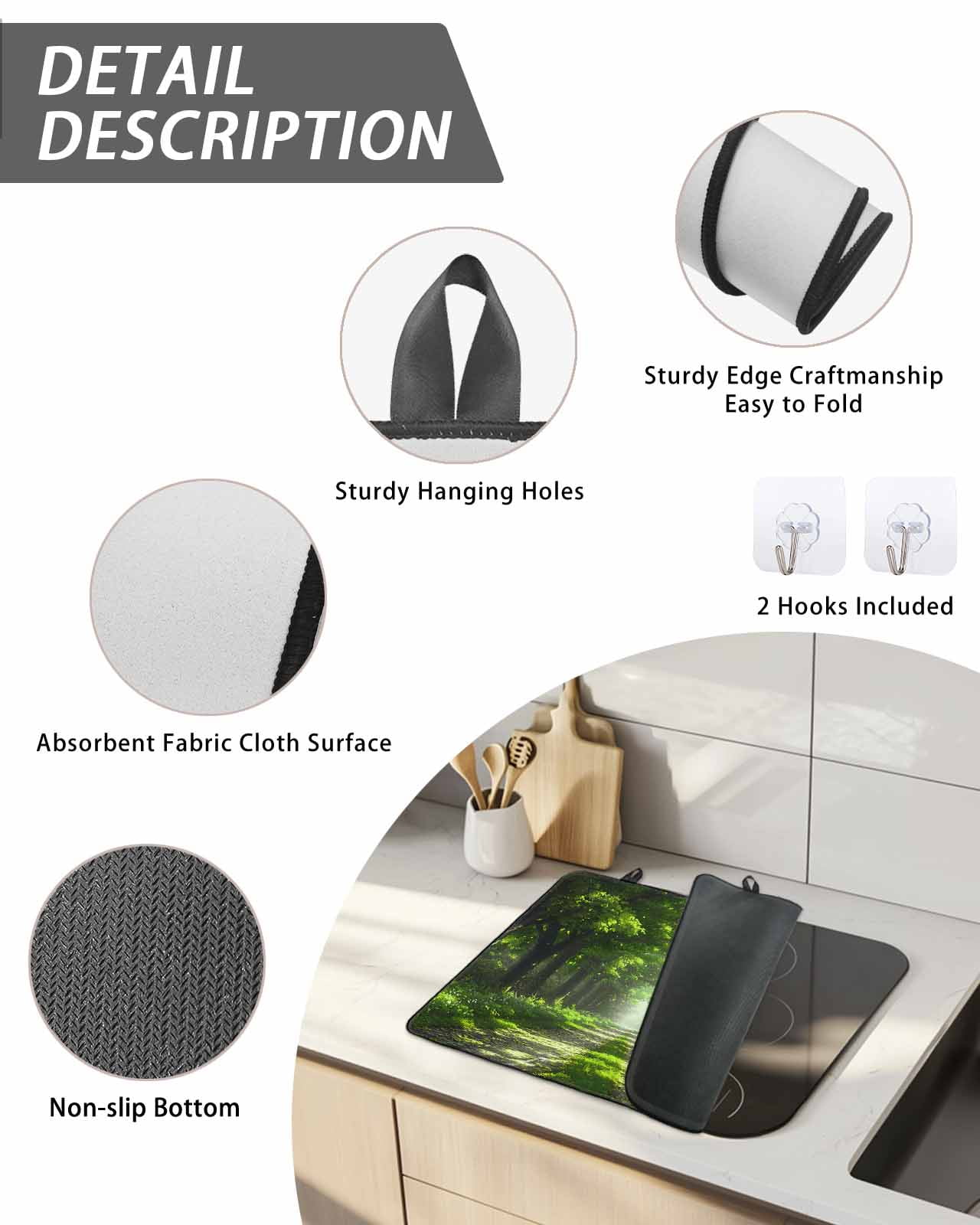Stove Top Covers for Electric Stove, Green Trees Glass Stovetop Cover Protector, Forest Art Decor Spring Summer Nature Leaf Induction Cooktop Protector Oven Mat for Kitchen Countertop 24"x21"