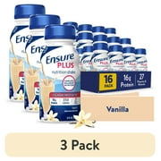 (3 pack) Ensure Plus Meal Replacement Nutrition Shake, Vanilla, 16g Protein, 8 fl oz - 16 Pack