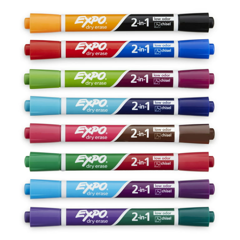 Expo Low Odor Dry Erase Markers, Fine Tip, Assorted, 8 Count